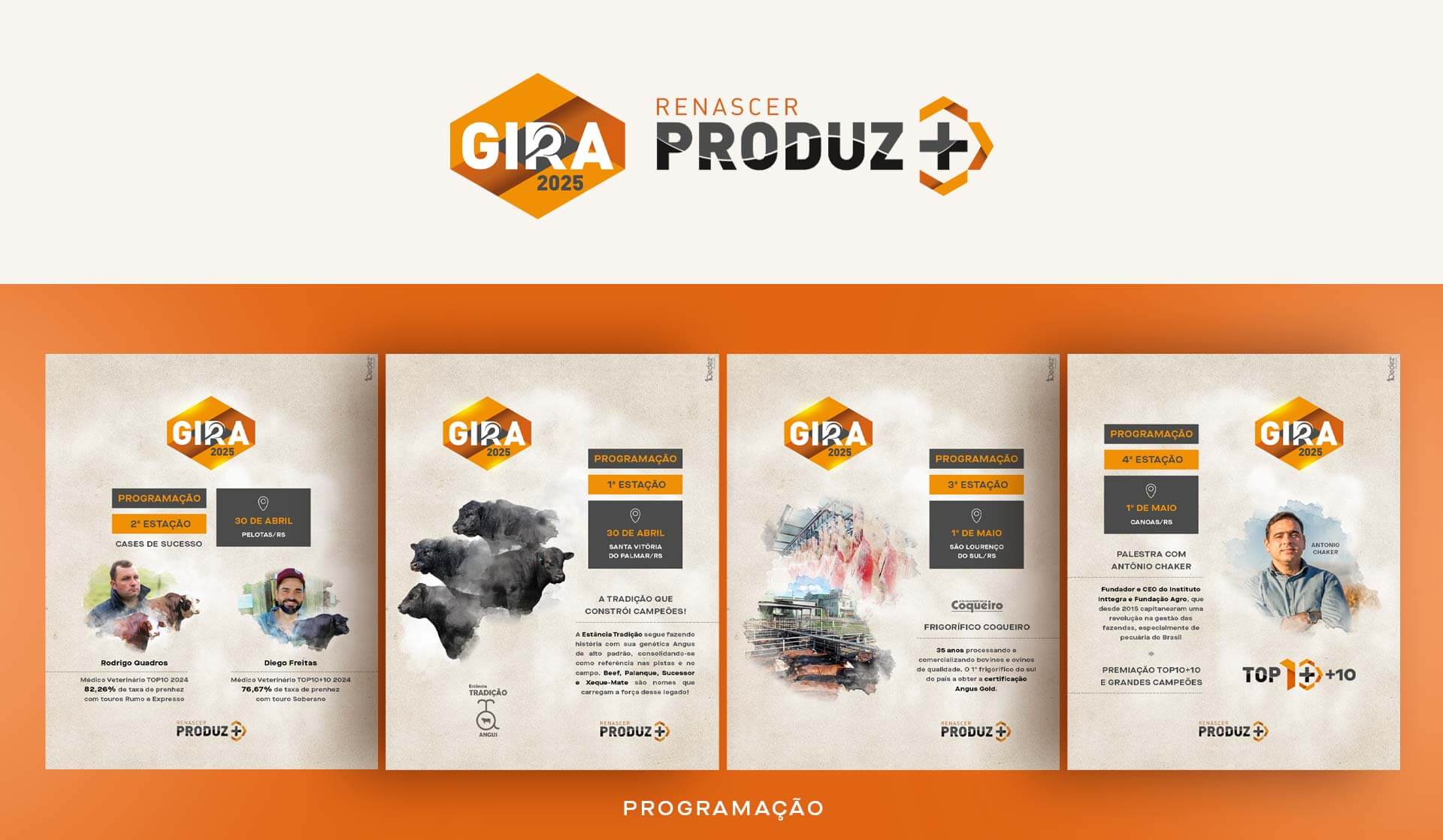 Programação oficial da Gira Técnica Renascer Produz+ 2025 com visitas técnicas e palestra sobre reprodução bovina