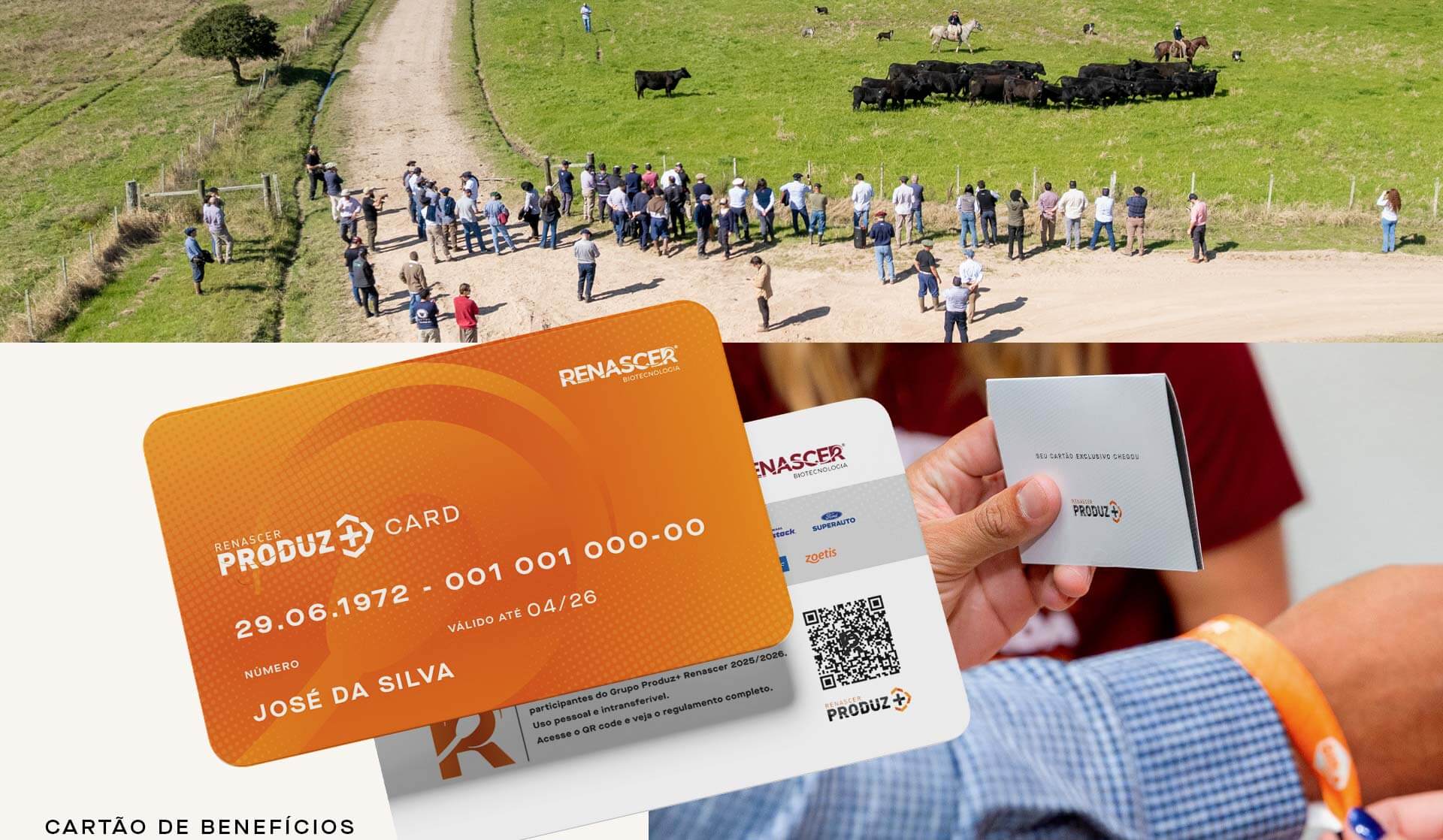 Cartão de benefícios Renascer Produz+ entregue aos participantes da Gira Técnica 2025