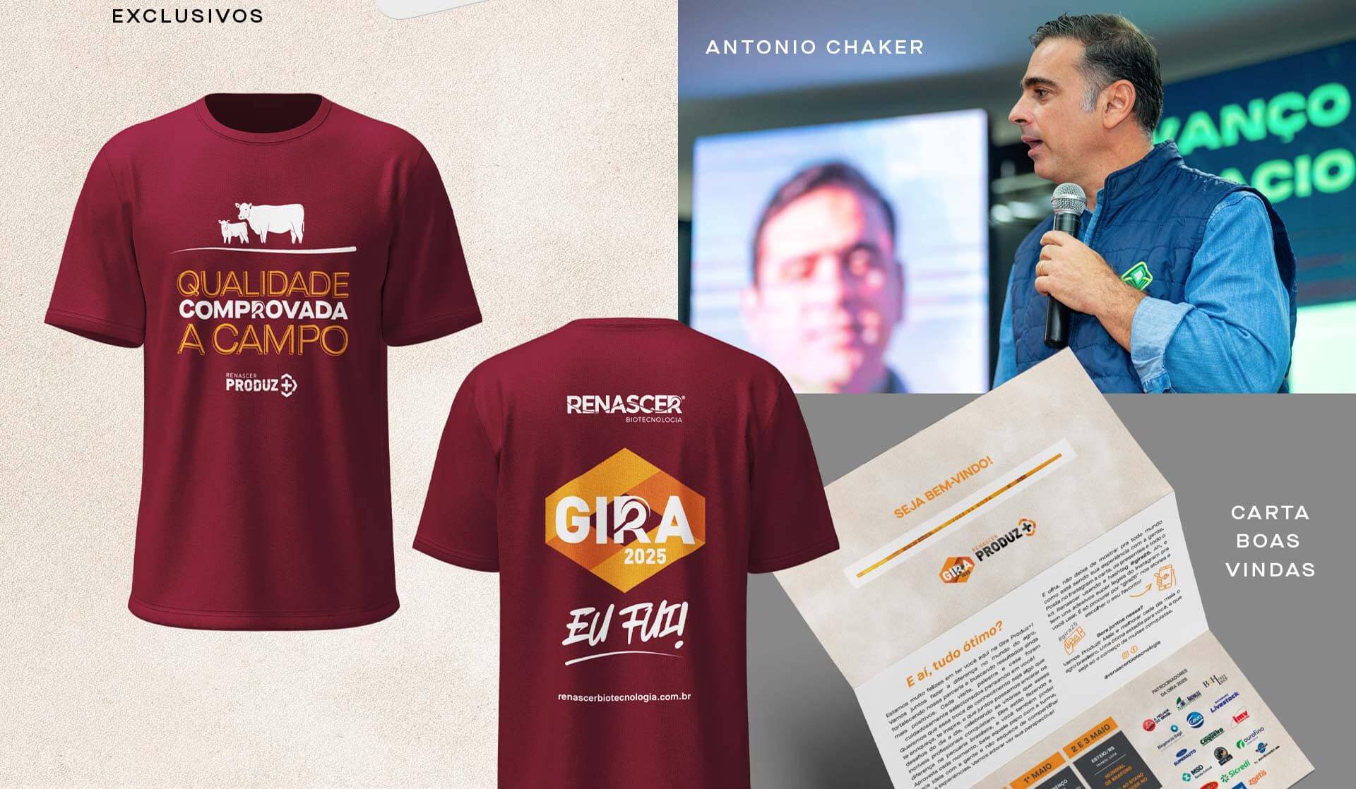 Camiseta oficial da Gira Técnica Renascer Produz+ 2025 e palestra técnica para especialistas em genética bovina